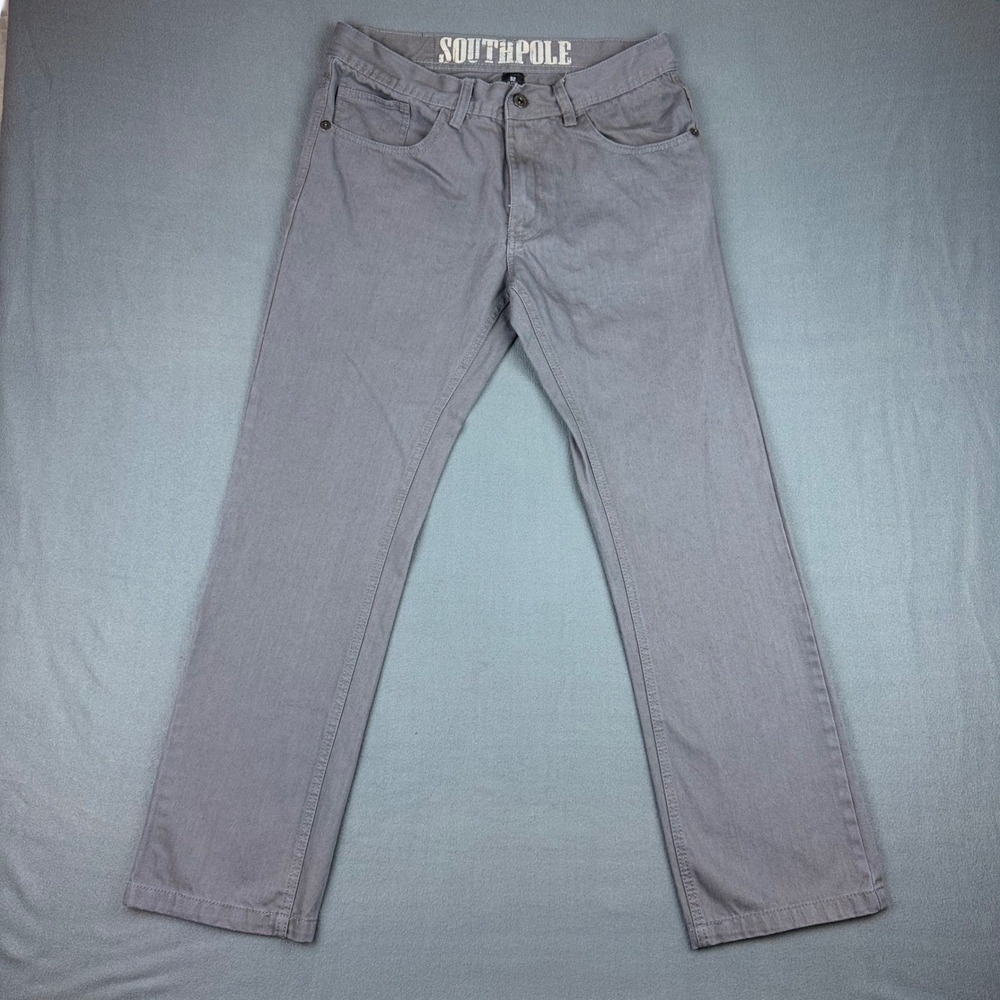 Southpole Mens Gray Cotton Twill Straight Leg Pants Size 32 Skater Streetwear